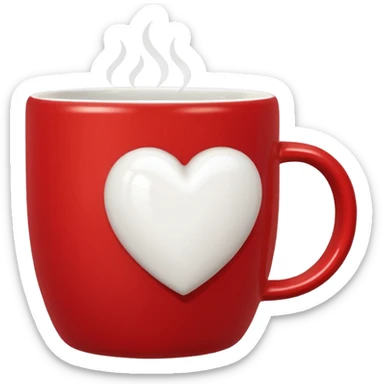red mug with white heart sticker