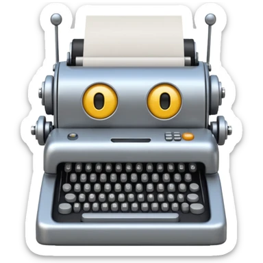 robot typewriter emoji with more expressive face sticker
