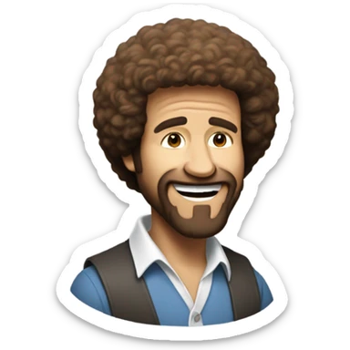 bob ross holding a cat whit p diddys face on it sticker
