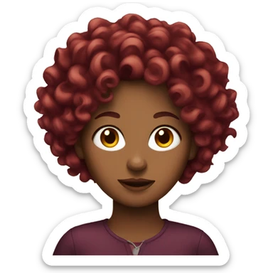 Curly women with burgundy hair sticker