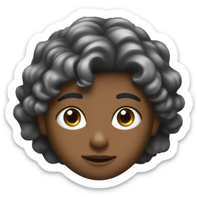 cheveux noir avec un peu de gris petit yeux et peau bronzé sticker