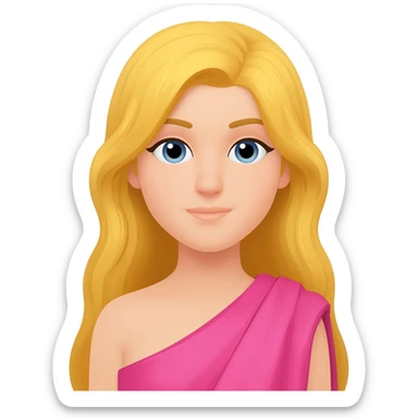 Eros from Greek Mythology with long blonde hair, pink outfit sticker
