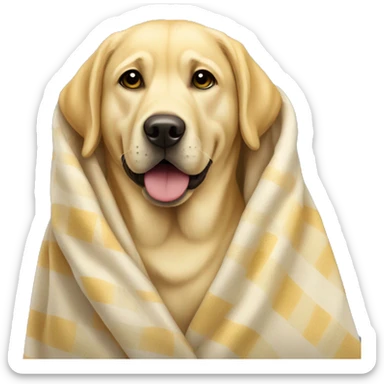 Yellow lab dog wrapped in a blanket sticker