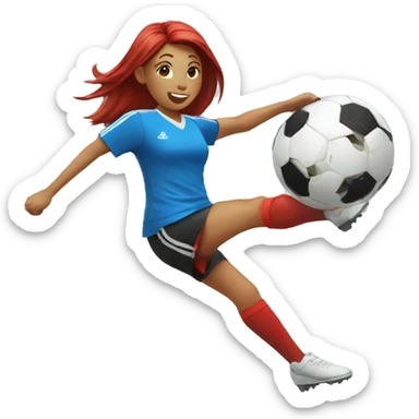 blod girl kicking a soccer ball in the air sticker