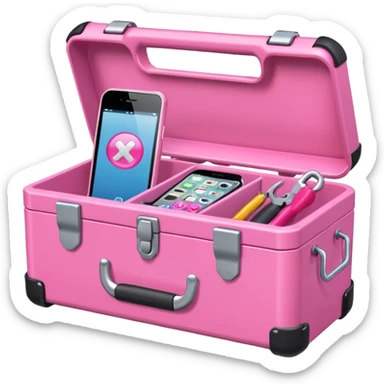 girly cellphone with a pink toolbox sticker
