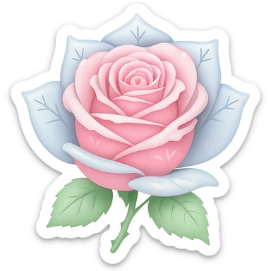 Make the ice rose pastel colored in the style of emoji, with no background. sticker