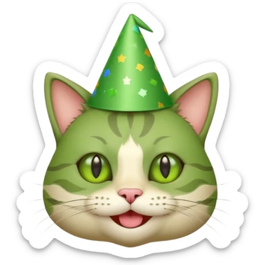 green cat  with party hats sticker