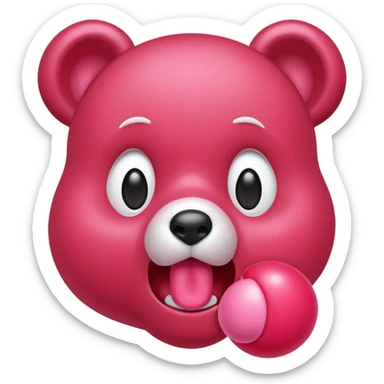 Gloomybear red bubblegum in mouth sticker