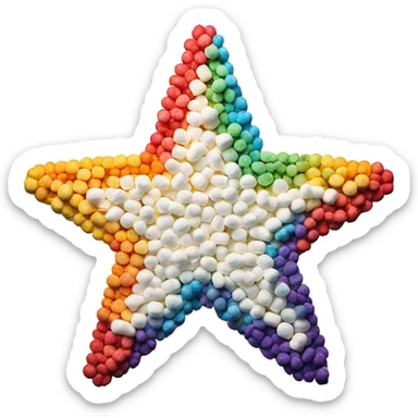 Shining rainbow star made of marshmallows sticker