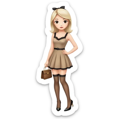 Girl in a cute stylish dress wearing stockings and high heels sticker