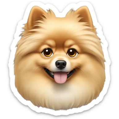 A shaggy cream-colored Pomeranian dog sticker