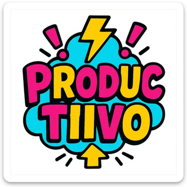 the word 'productivo' in vibrant pop colors style, emphasizing energy, productivity, and motivation, bold and eye-catching sticker