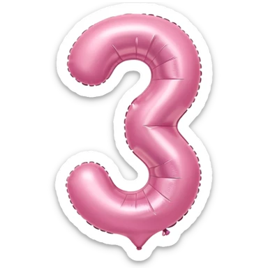 light pink balloon number 3 slightly tilted sticker