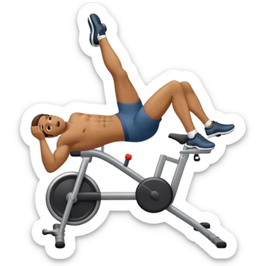 man laying down bicycle-crunches exercise sticker