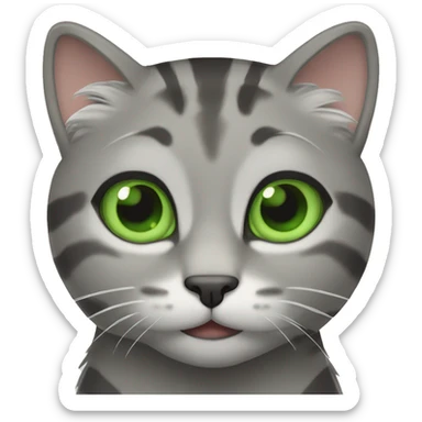 Gray tabby cat with green eyes sticker