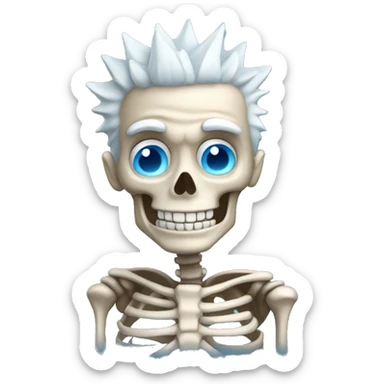 skeleton with spiky white  hair smiling blue eyes sticker