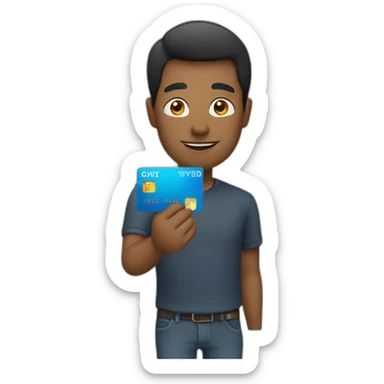 man holding credit card sticker