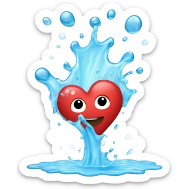emoji heart splashing water sticker
