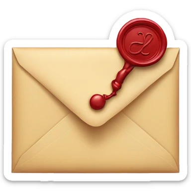 an envelope with a wax seal sticker