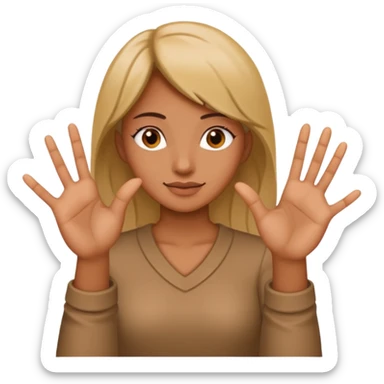 a woman showing 6 on her left hand 7 on her right one sticker