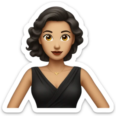 elegant woman in a black dress reddish eyes sticker