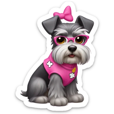 schnauzer dressed like hello kitty sticker