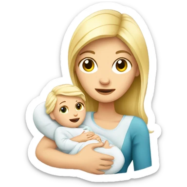 blonde european woman holding newborn sticker