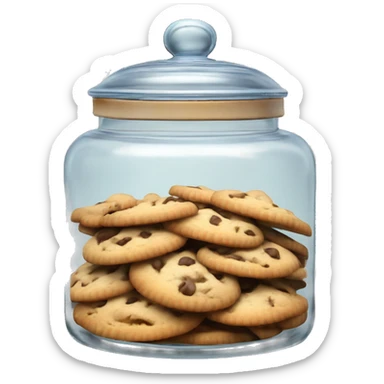 Realistic rococo glass cookie jar with lid full of cookies isolated.  sticker