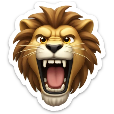 Very serious and Angry lion roars wriggling his head sticker