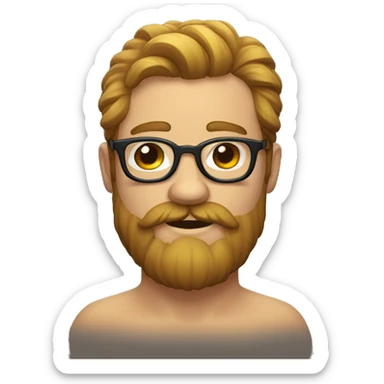 Homme gros avec lunettes chauve et barbe sticker