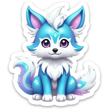 Cool cute Kawaii edgy fantasy animal sparkle fursona Fionbri creature by griffsnuff & LiLaiRa & Falvie full body sticker