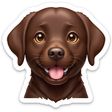 Cinematic Comical Chocolate Labrador Portrait Emoji, Head tilted dramatically with an exaggeratedly amused expression, featuring a glossy chocolate Fur with a rich, radiant finish, wide, expressive brown eyes filled with playful disbelief, Simplified yet hilariously expressive features, highly detailed, glowing with a slightly sassy glow, high shine, dramatic yet playful, stylized with an air of cheeky mischief, bright and endearing, soft glowing outline, capturing the essence of a spirited and over-the-top companion, so meme-worthy it feels like it could side-eye its way into internet fame instantly! sticker