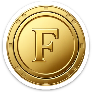 Currency crypto money symbol for the money "Fcoins" letter F, casino coin sticker