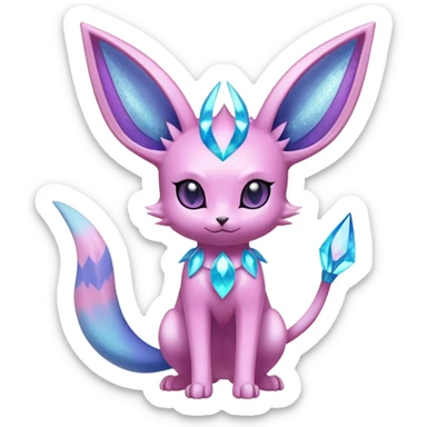 Shiny Cool Sparkly Cute Ethereal Espeon-Glaceon-Fakemon-hybrid-fusion- full body sticker