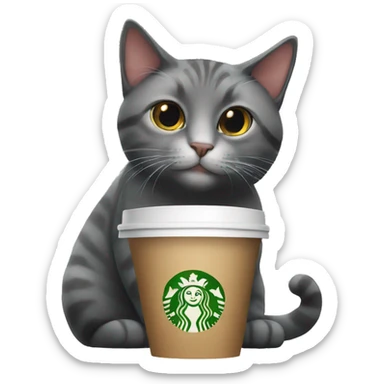 cat holding starbucks sticker