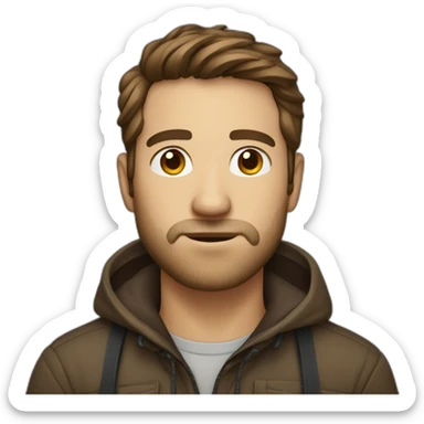 Cold and shivering brown-haired photographer with face stubble  sticker