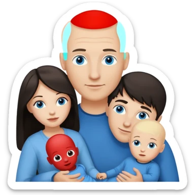 Eigene Familienbild, Frau dunkle lange Haare,  Mann Glatze und blaue Augen, kind 2 Jahre und blond und dunkle Augen  sticker