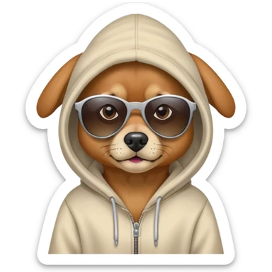 dog wearing a hoodie with sunglasses  sticker