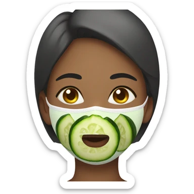 a girl with a cucumber face mask sticker