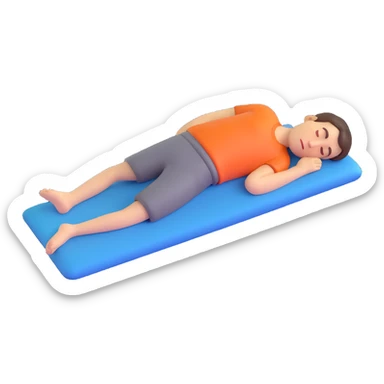 person sleeping prone, body fully flat on stomach, simple style sticker
