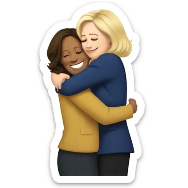 Kamala Harris hugs blonde woman sticker