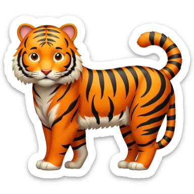 Create a single emoji of a Tiger in full body, shown at a slight side angle in a natural, characteristic pose. Cute and stylized like an emoji, but clearly recognizable.
 sticker