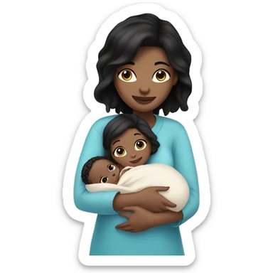 mom holding newborn baby girl with blue eyes white skin black hair and white skin newborn girl white skin sticker