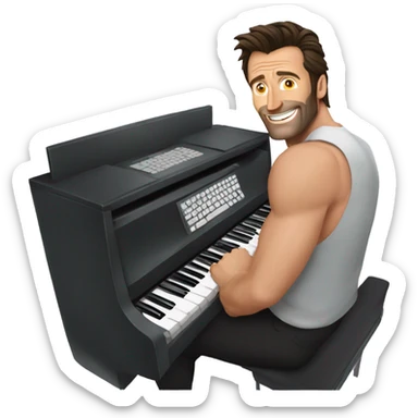 Hugh Jackman at a keyboard sticker