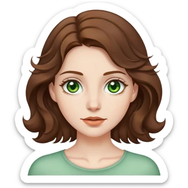 pale woman with wavy medium-brown hair and green brown eyes  sticker