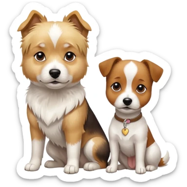 blonde shizu dog sitting next to jack rassel dog sticker