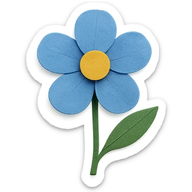 blue flower in paper craft style sticker