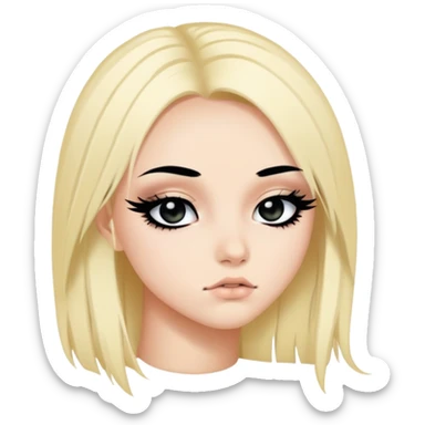 y2k emo, baddie,pretty, makeup, black eyeliner, long hair sticker