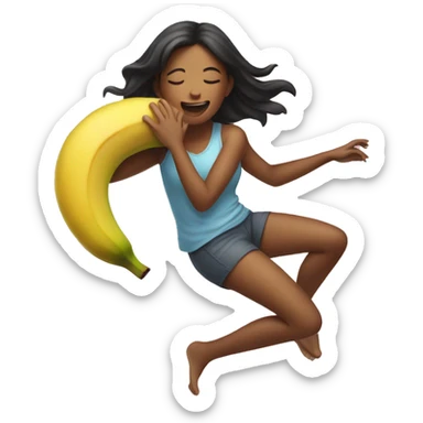 girl slipping on a banana sticker