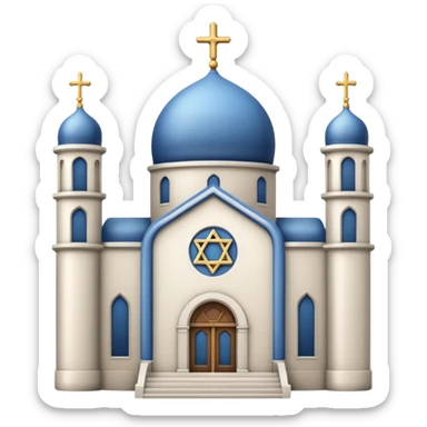 reform jewish synagogue similar in architecture to historical churches (pretty and magnificent), white in color, in ios emoji style sticker